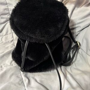Small Black Faux Fur Backpack